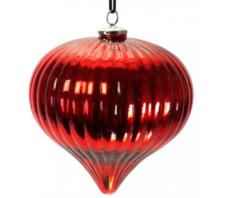 XXL Julekugle i glas H28 x Ø15 cm - Rød