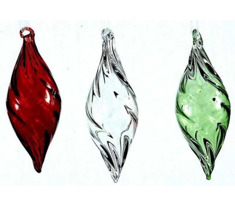 Julekugle i glas Ø6 cm assorteret - Rød/Grøn/Klar