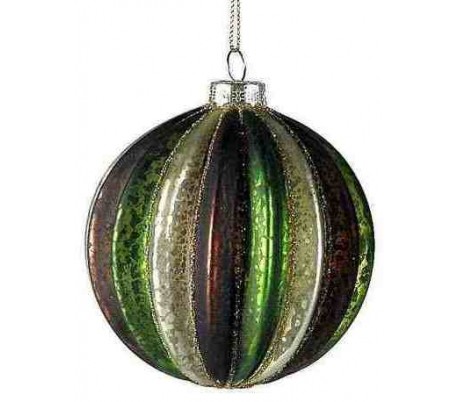 Julekugle i glas Ø12 cm - Mat krakeleret grøn