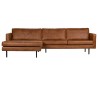 Rodeo Sofa med venstrevendt chaiselong i læder B300 cm - Vintage cognac