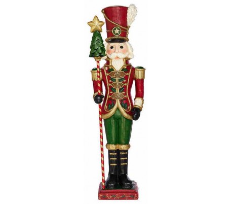 Nøddeknækker soldat i polyresin H122 cm - Antik blå