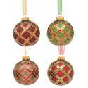 Julekugle i glas Ø8-10 cm assorteret - Tartan
