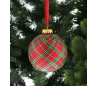 Julekugle i glas Ø10 cm - Tartan