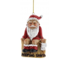 Pooping Santa juleophæng i polyresin H10 cm - Rød