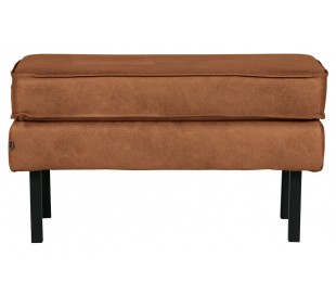 Skammel i læder 84 x 54 cm - Vintage sort