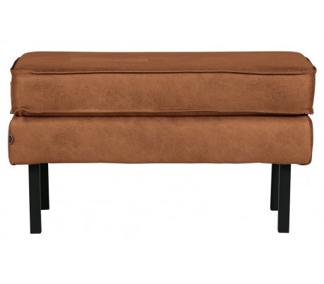 Skammel i læder 84 x 54 cm - Vintage sort