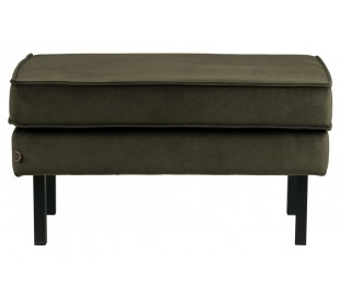 Skammel i velour 84 x 54 cm - Lys grå