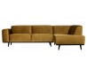 Hjørnesofa i velour 274 x 210 cm - Honninggul