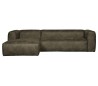 Moderne hjørnesofa i læder 305 x 175 cm - Vintage armygrøn