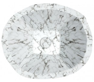 Terra håndvask i keramik 54 x 46 cm - Gråbrun marmor 2