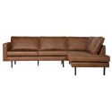 Sofa med højrevendt chaiselong i læder B300 cm - Vintage cognac