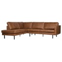 Hjørnesofa højrevendt i læder 266 x 213 cm - Vintage cognac