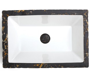 Pietra håndvask i keramik 59,5 x 39,5 cm - Hvid marmor 2