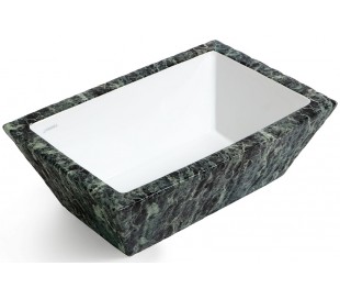 Pietra håndvask i keramik 59,5 x 39,5 cm - Sort marmor 2