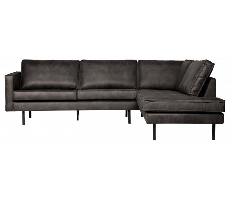 Hjørnesofa højrevendt i læder 266 x 213 cm - Vintage armygrøn