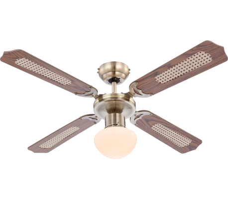 Azura loftventilator med lys Ø132 cm - Natur/Mat nikkel