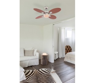 Azura loftventilator med lys Ø132 cm - Natur/Mat nikkel 2