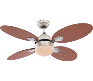 Azura loftventilator med lys Ø132 cm - Natur/Mat nikkel