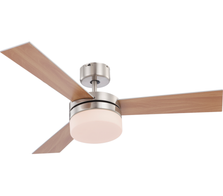 Fabiola loftventilator med fjernbetjening og lys Ø132 cm - Brun/Mat nikkel