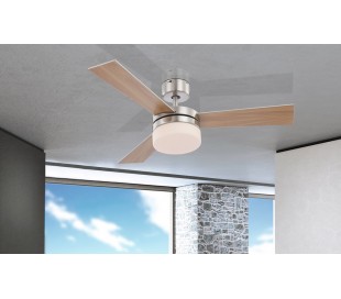 Fabiola loftventilator med fjernbetjening og lys Ø132 cm - Brun/Mat nikkel 2