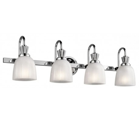 Cora Badeværelseslampe i stål og glas B61 cm 3 x G9 LED - Poleret krom/Hvid