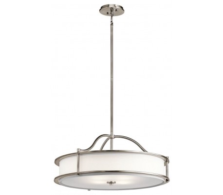 Emory Pendellampe i stål, glas og tekstil Ø45,7 cm 3 x E27 - Hvid/Tin