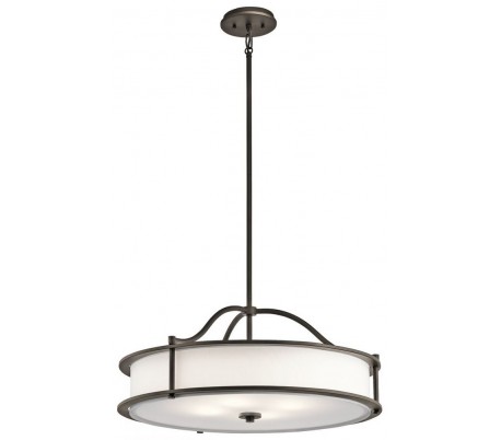 Emory Pendellampe i stål, glas og tekstil Ø61 cm 4 x E27 - Hvid/Tin