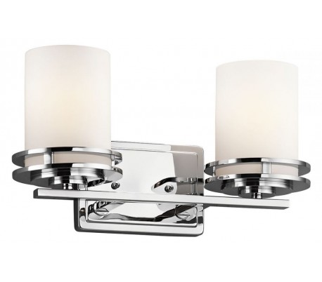 Cora Badeværelseslampe i stål og glas B40,6 cm 2 x G9 LED - Poleret krom/Hvid