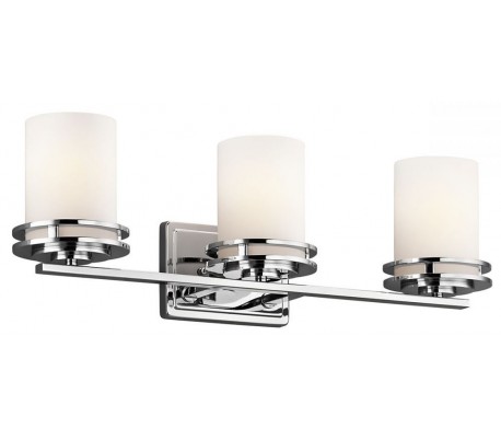 Cora Badeværelseslampe i stål og glas B61 cm 3 x G9 LED - Poleret krom/Hvid