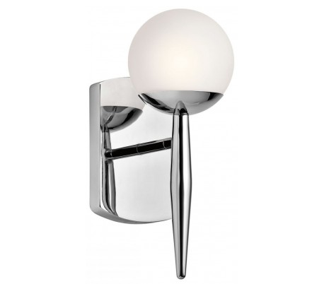 Cora Badeværelseslampe i stål og glas H24,1 cm 1 x G9 LED - Poleret krom/Hvid