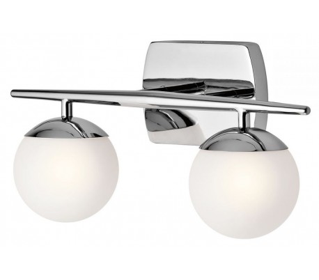 Cora Badeværelseslampe i stål og glas B40,6 cm 2 x G9 LED - Poleret krom/Hvid