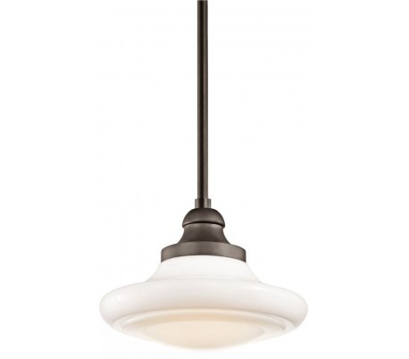 Keller Loftlampe i stål og glas Ø25,4 cm 1 x E27 - Børstet nikkel/Hvid