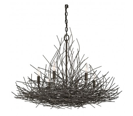 Organique Lysekrone i stål Ø61,5 cm 5 x E14 - Aldret bronze