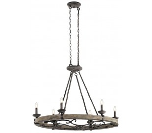 Taulbee Lysekrone i træ og stål Ø72,2 cm 6 x E14