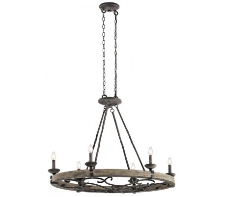 Taulbee Lysekrone i træ og stål Ø72,2 cm 6 x E14