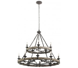 Taulbee Lysekrone i træ og stål Ø91,4 cm 6 x E14