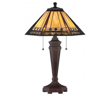 Alcott Tiffany Bordlampe H63,5 cm 2 x E27 - Mørk bronze