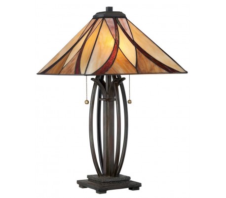 Arden Tiffany Bordlampe H59,7 cm 2 x E27 - Mørk bronze