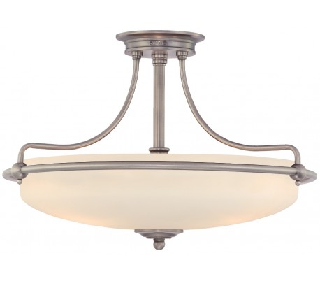 Griffin Semi-Flush Plafond Ø43,2 cm 3 x E27 - Antik nikkel/Satin