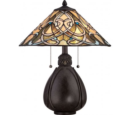 Arden Tiffany Bordlampe H59,7 cm 2 x E27 - Mørk bronze