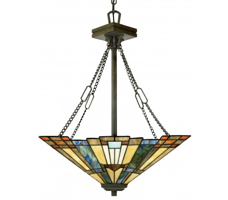 Inglenook Tiffany loftslampe til 3 x E27 lyskilder 121 x 41 cm