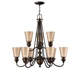 Mayflower Lysekrone Ø66 cm 6 x E27 - Aldret bronze/Rav