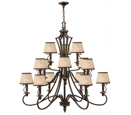 Mayflower Lysekrone Ø70,5 cm 9 x E14 - Aldret bronze/Rav