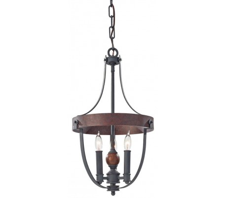 Allier Loftlampe Ø25,4 cm 1 x E27 - Rustikt træ/Jern