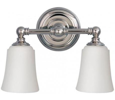 Huguenot Lake Badeværelseslampe i stål og glas H24,8 cm 1 x G9 LED - Poleret krom/Hvid