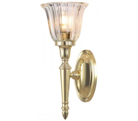 Carroll Badeværelseslampe i messing og glas H26,5 cm 1 x G9 LED - Poleret messing/Klar