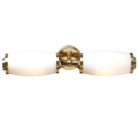 Eliot Badeværelseslampe i messing og glas H28 cm 1 x G9 LED - Poleret messing/Hvid