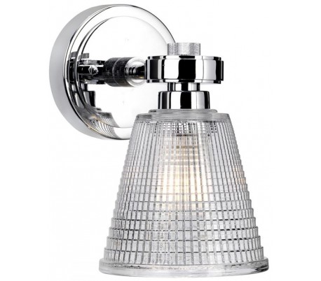 Dryden Badeværelseslampe i messing og glas H41 cm 1 x G9 LED - Poleret krom/Klar