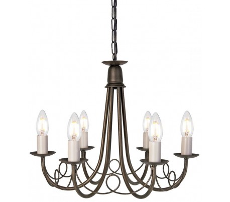 Minster Lysekrone Ø37 cm 5 x E14 - Sortguld patineret