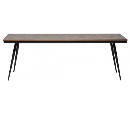 Spisebord i teaktræ og jern H76 x 180 x 90 cm - Natur/Sort